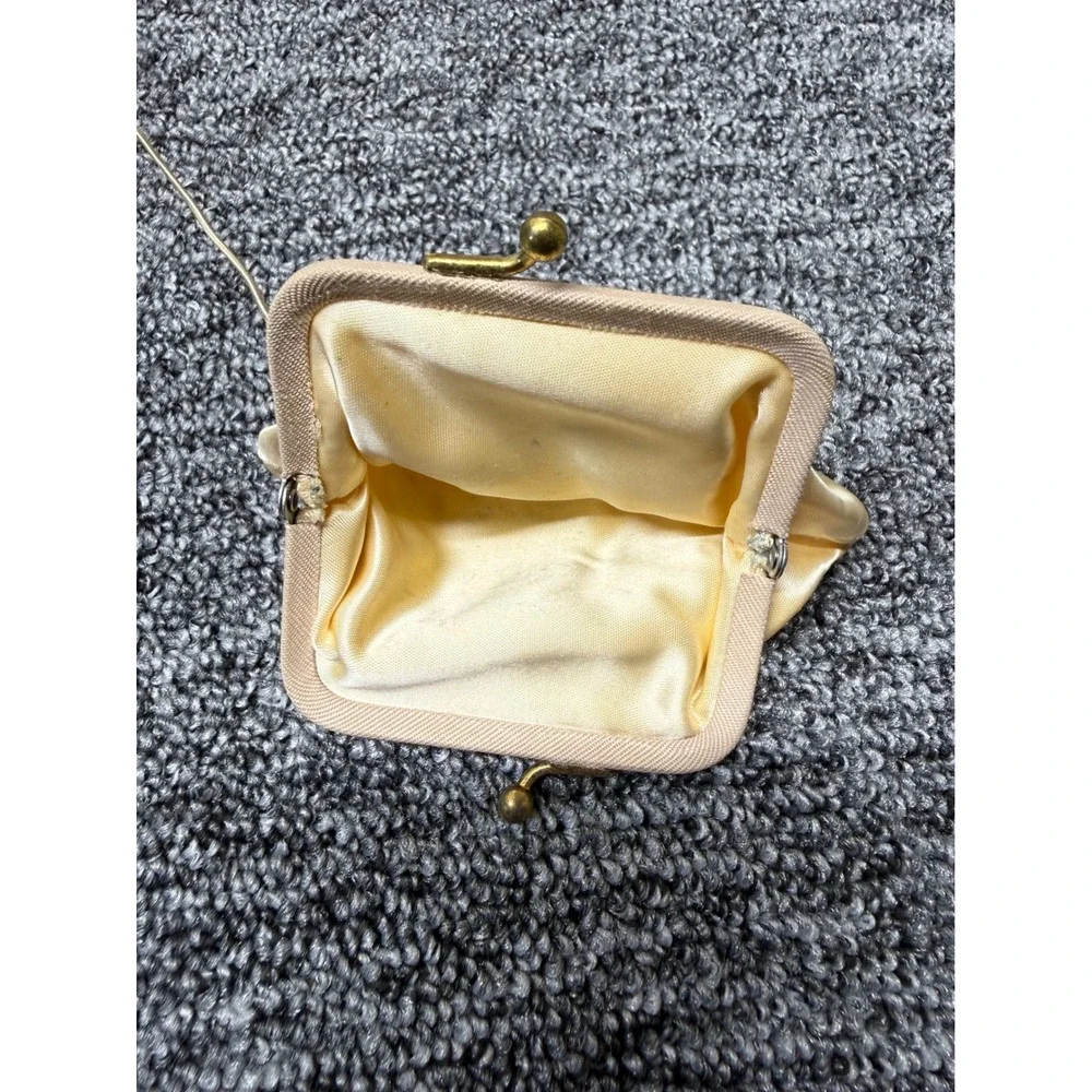 Vintage Gold Metallic Evening Clutch Bag with Matching Coin Purse Snake Chain